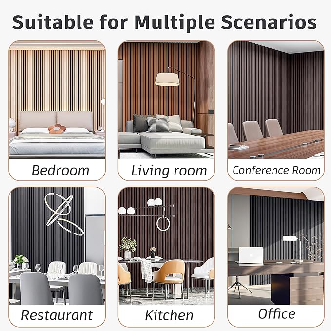 Acoustic Panels Sound Absorbing Wood Wall Panels for Interior Wall Decor 2 Pack 48x24 Inch, Wooden Panels TV Wall Decor Decorative Noise Cancelling Wainscoting Panels for Bedroom, Living Room