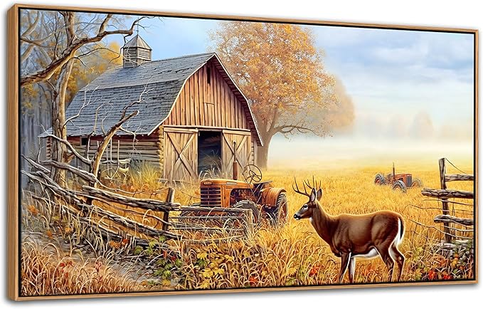 JEAWA Animal Canvas Wall Art Decor - Deer Canvas for Wall Decor,Farm Artwork Decor, Large Framed Wall Art for Living Room Bedroom, 20x40 IN
