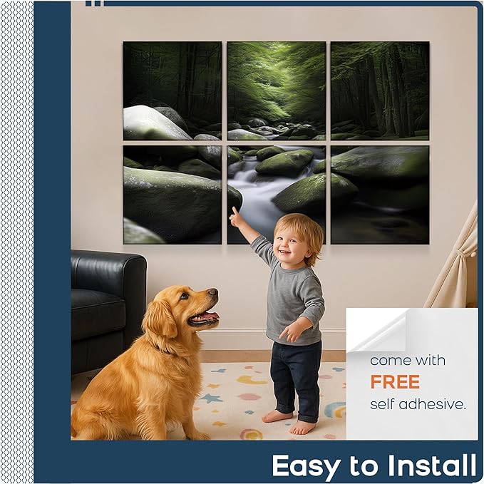 BUBOS 6 Pack Art Acoustic Panels Soundproof Wall Panel,70.8X47.2 Inches Large Sound Absorbing Panel,Self-Adhesive Decorative Acoustical Wall Panels, Acoustic Treatment for Home（Ancient Green）