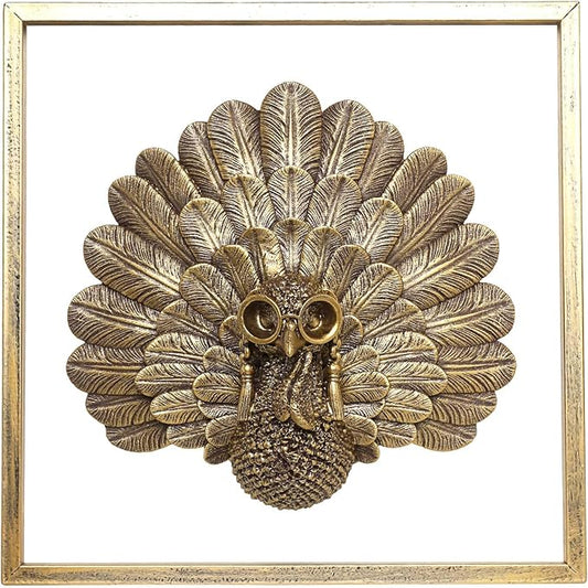 Animal Heads Wall Decor ( Includes Metal Frame) Christmas Indoor Decor Resin Animals Sculptures Head Wall Hanging Thanksgiving Decoration Gold vintage Wall Sculpture for Living Room Bedroom Office(Turkey)