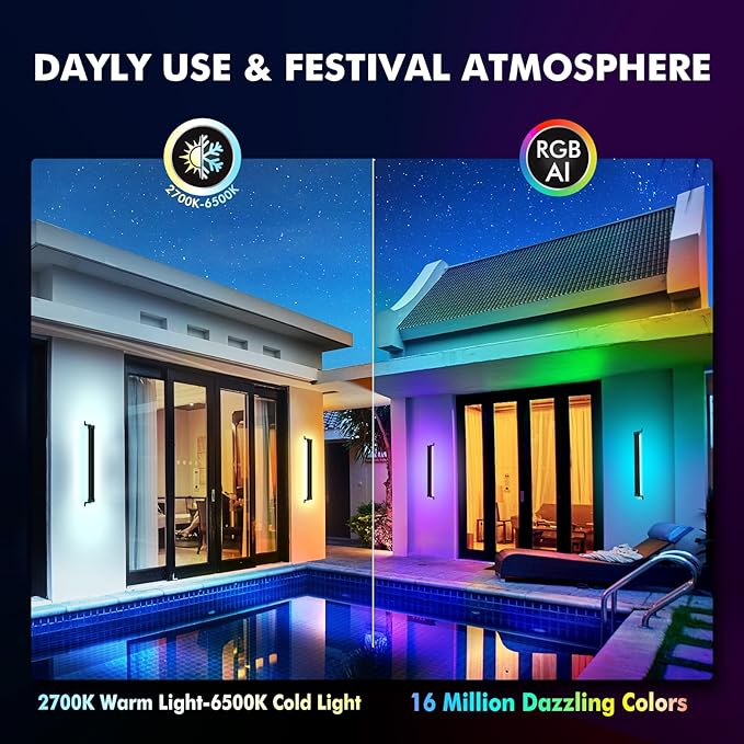 MEIKEE RGB Wall Washer Light, 42W RGBCW Smart APP Waterproof LED Strip Lights Bar, Dimmable for Church Wedding Birthday Party Outdoor Stage Lighting Christmas Decoration