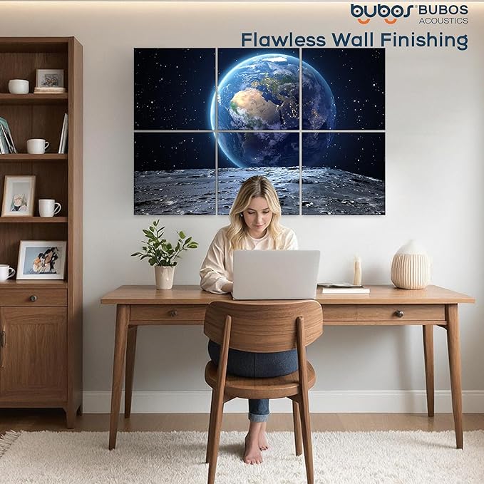 BUBOS 6 Pack Art Acoustic Panels Soundproof Wall Panel,70.8X47.2 Inches Large Sound Absorbing Panel,Self-Adhesive Decorative Acoustical Wall Panels, Acoustic Treatment for Home Office（Earth）