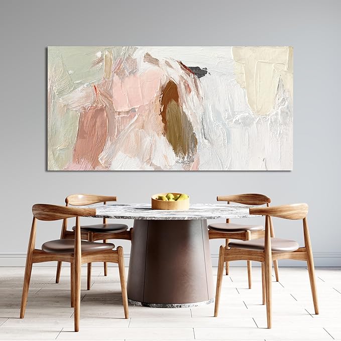 Canvas Wall Art Decor Large Wall Art Pictures For Living Room Pink and White Wall Art Decor Abstract Art Work Wall Decoration Abstract Wall Art Prints for Bedroom Office Kitchen Wall Decor 29" x 58”