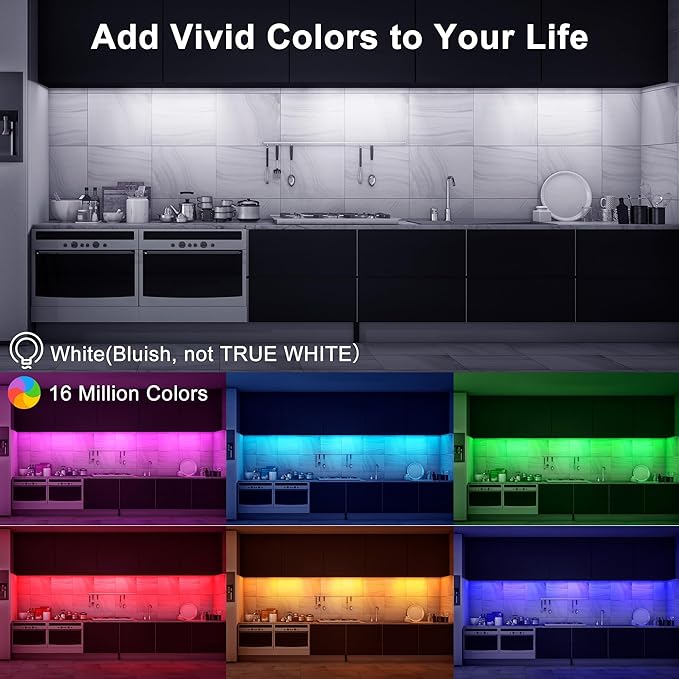 maylit Smart Under Cabinet Lights Plug in, 3 Pcs 12 Inch Ultra Thin Under Cabinet Lighting, Multicolor Under Counter Lights for Kitchen, Dimmable Mood Light for Cabinet, Counter, Workbench