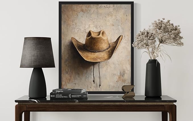 Cowboy Hat Art Print Poster Wall Art, Western Country Farmhouse Wild West for Bedroom, Bathroom, Living Room Art Decor 58 (Cowboy Hat, 16 x 20 inches, Unframed)