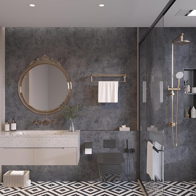 JSEVEM 31"×157" Extra Wide Thick Dark Blue Grey Concrete Wallpaper Peel and Stick Industrial Light Blue Gray Concrete Contact Paper Vinyl Waterproof Adhesive Cement Stickers for Bedroom Bathroom Walls