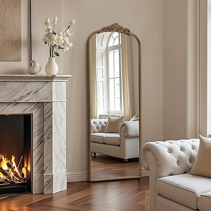 Micasso Gold Full Length Mirror: 56''x21'' Baroque Antique Floor Mirror - Traditional Ornate Vintage Long Mirrors for Wall/Dressing Room/Bedroom/Entryway/Hallway - Home Decor for Living Room