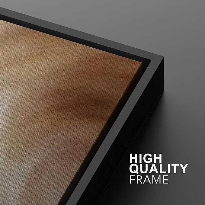 MUDECOR Framed Canvas Print Wall Art Abstract Neutral Brown and Beige Fluid Illustrations Realism Decorative for Living Room, Bedroom, Office - 16"x24"x3 Black