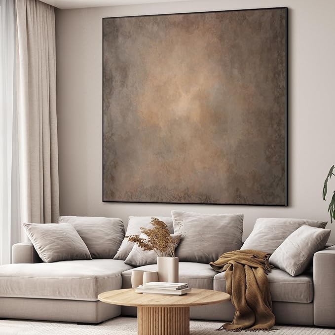 46"x46" XL Framed Wall Art - Abstract Brown and Gray Tones for Aesthetic (Frame Assembly Required)