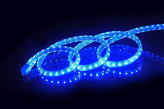 CBConcept UL Listed, 20 Feet,Super Bright 5400 Lumen, Blue, Dimmable, 110-120V AC Flexible Flat LED Strip Rope Light, Commercial Grade, Indoor Outdoor use, Ready to plug n shine