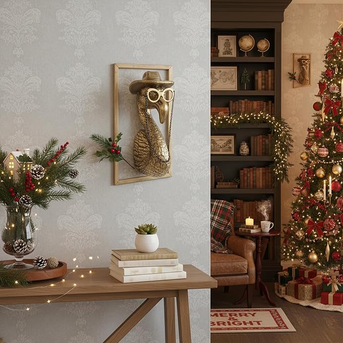 Bird Wall Art Decoration Sculpture(Flamingo,Gift Metal Frame)- Exquisite Wall Hanging Sculptures for Living Room, Bedroom, Office - Handmade Home Art Decor & Unique Housewarming Gift