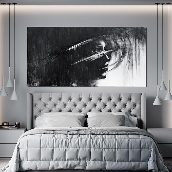 Canvas Wall Art Decor Large Wall Art for Living Room Black and White Abstract Wall Art Prints Artwork for Walls Art Work for Wall Decor Modern Abstract Wall Art Bedroom Office Decor 24" X 48"