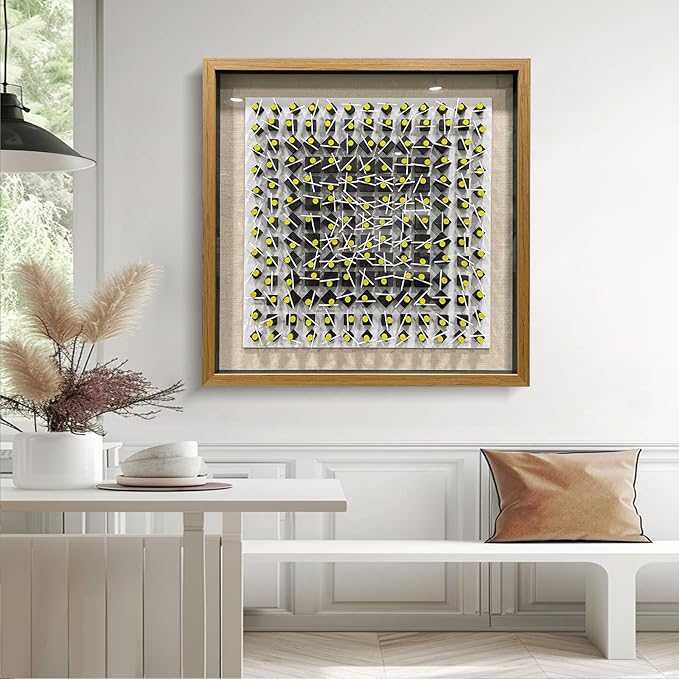 LIUZEYUE - Wooden block three-dimensional painting geometric modeling wall decoration 3D wooden artwork living room bedroom background wall office decoration painting 43.3"x43.3"