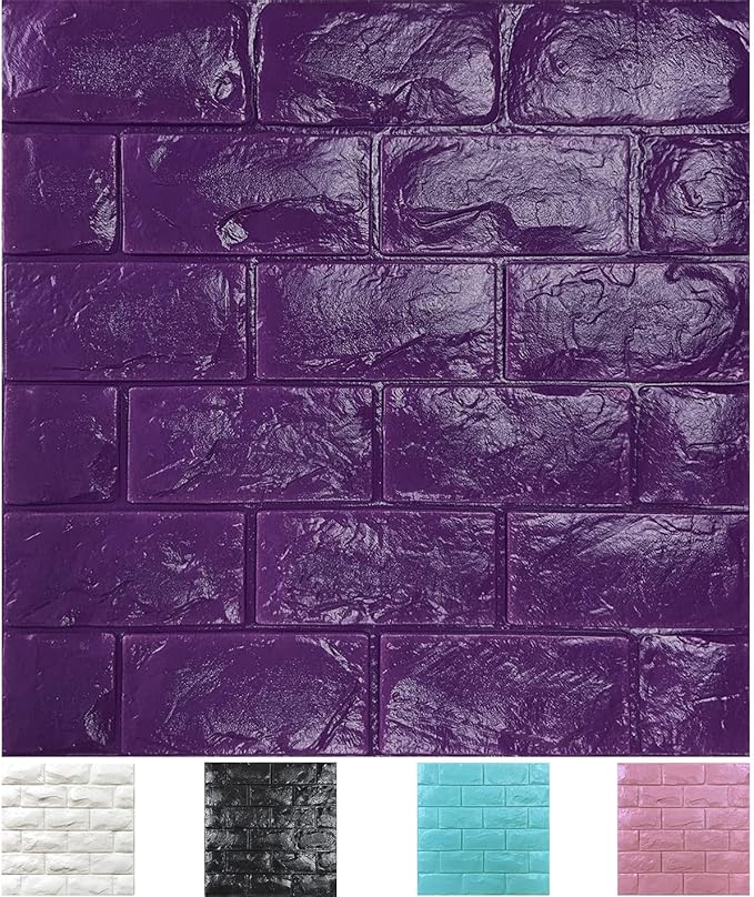 30PCS 3D Wall Panels Peel and Stick Faux Brick Wallpaper Purple Self Adhesive Foam Brick Paneling Faux Stone Wall Panels (30PCS, Purple)