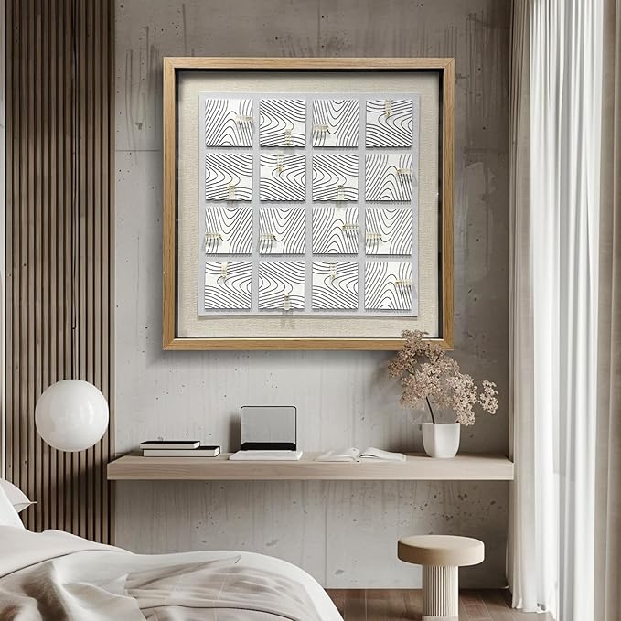 LIUZEYUE - Modern 3D three-dimensional relief, artificial crystal, gold foil art, living room, office room wall decoration 31.5"x31.5" white