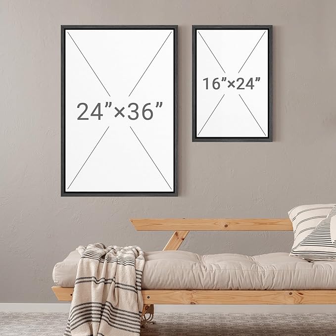 MUDECOR Framed Wall Art Print Set Serene Coastal Landscape Minimalist Illustrations Modern Art Boho Decorative Colorful Chic for Living Room, Bedroom, Office - 16"x24"x3 Black