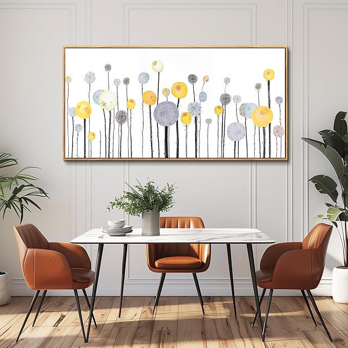 MHARTK66 Boho Watercolor Flower Wall Painting Canvas Wall Art For Living Room Wood Framed Wall Decor For Bedroom Office Decoration Abstract Pictures Artwork Ready To Hang Modern Home Decor