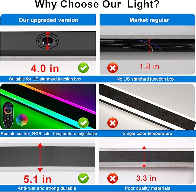 MELUCEE 2pcs 60in Long RGB Outdoor Wall Light Fixture, 5.1in Wide Dimmable Exterior Wall Lights IP65 Waterproof for Garage and Front Door, Long Outside Wall Sconce Black LED Outdoor Entrance Lighting