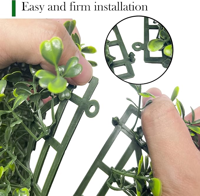 Bybeton Artificial Green Wall Panel,20"x 20"(20pcs) UV-Anti Boxwood Faux Grass Wall Panels for Interior Wall, Backdrop Wall,Garden Wall and Indoor Outdoor Plant Wall Decor