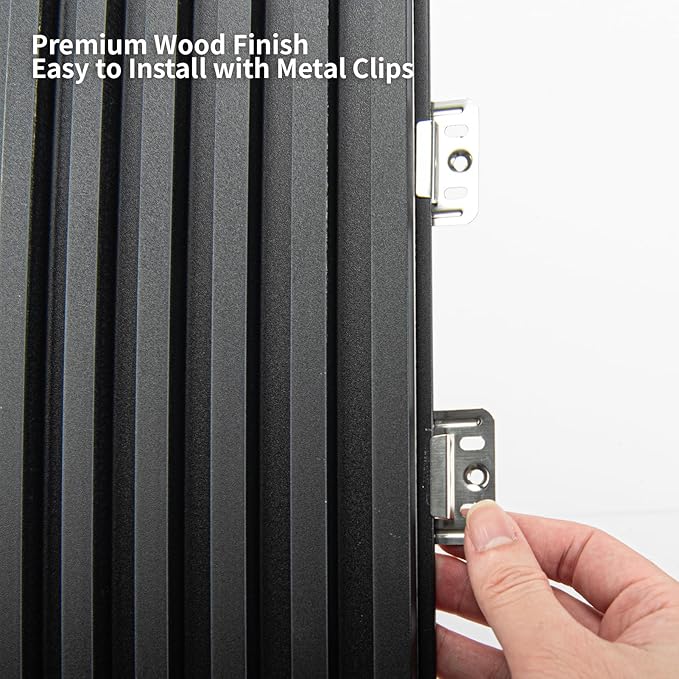 Art3dwallpanels Wood Slat Wall Paneling, 104'' x 6.7'' WPC Soundproof 3D Wall Panels for Interior Wall Decor, 8 Pack Fluted Textured Panel Wall Slats,Black