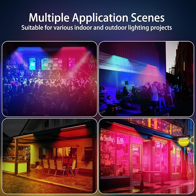 Linkable RGBCW LED Wall Washer Light, IP65 Waterproof Color Changing Light Bar for Outdoor Wall Wash, 180W Dimmable Uplight with APP & RF Remote Control, Music Sync, Timer