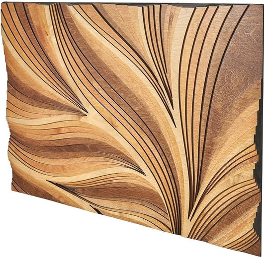 NEODECO Parametric Wood Verso Frameless, Award Winner-A'Design 2025, Wood Wall Art, 3D wood wall sculpture, Abstract wall decor, Acoustic wall panel (Medium)