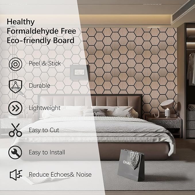 4 Packs Acoustic Wall Panels - Self-Adhesive 3D Wood Slat Wall Panel- Peel and Stick Sound Absorbing Panels for Noise Reducing - Feature Wall Decor for Home & Office