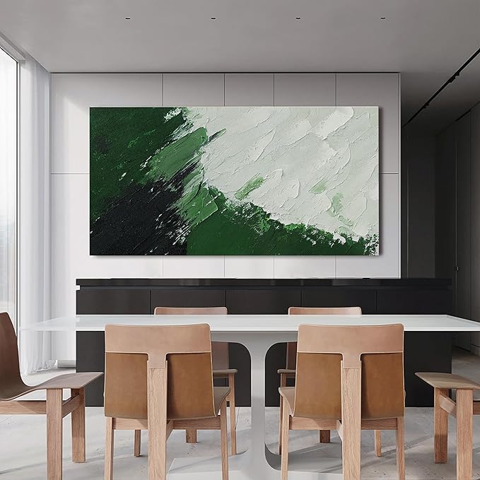 Canvas Wall Art Decor Large Green Abstract Wall Art Prints Wall Art Pictures for Living Room Abstract Canvas Art Wall Decor Modern White Wall Art Large Artwork for Walls Bedroom Office Decor 29"X58"