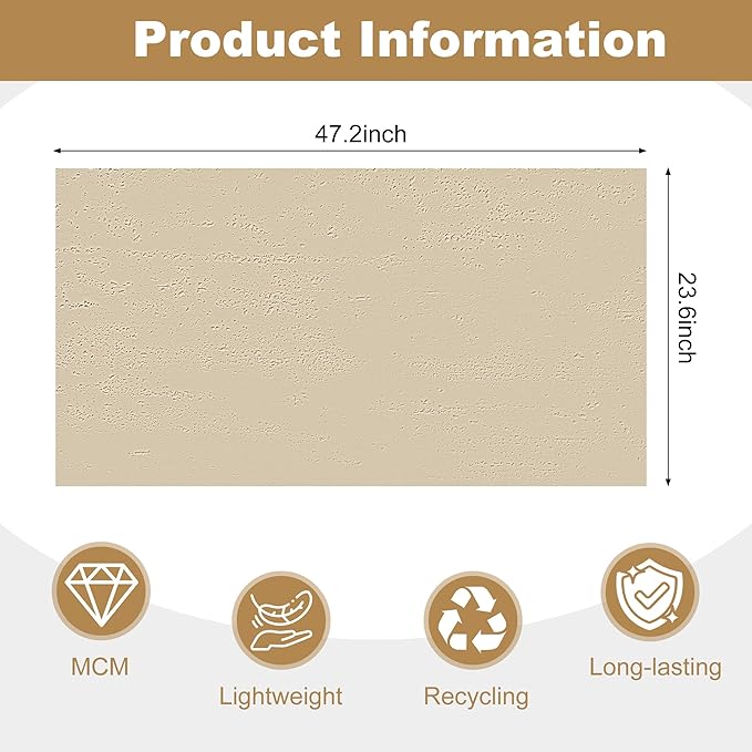 KASARO 3D Faux Stone Wall Panels, 4 PCS MCM Flexible Wainscoting Panels for Exterior/Interior Decor, Modified Clay Material, Accent for Home, Art, Commercial, Cement Beige, 47.2 × 23.6 inch