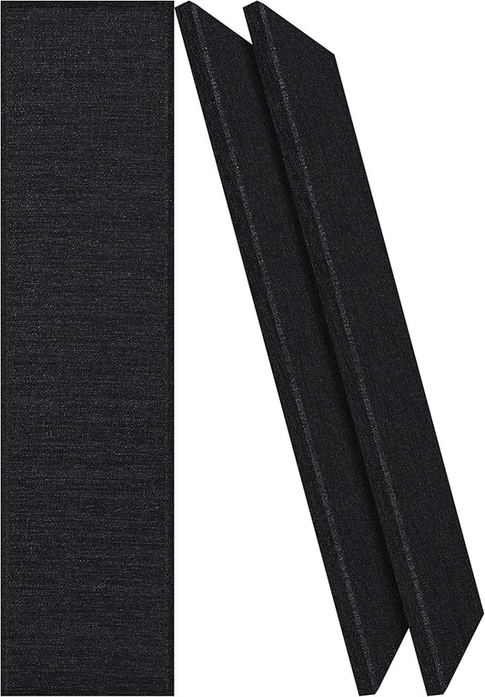 BUBOS 2 PCS Acoustic Panels,47.2''x11.8'' Fabric Soundproof Wall Panels,Self-adhesive Sound Absorbing Panels for Studios, Office, Home Theater, Fabric-Clad-N Matte Black