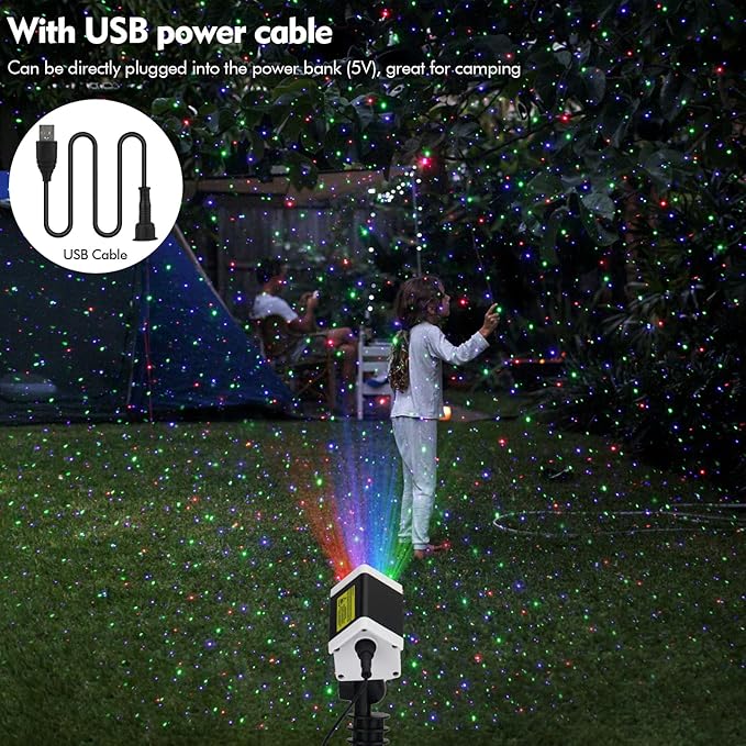 Christmas Laser Lights, Outdoor Garden Laser Lights Star Projector with Moving Firefly for Outdoor, Indoor, Christmas, Holiday (Red Green Blue)