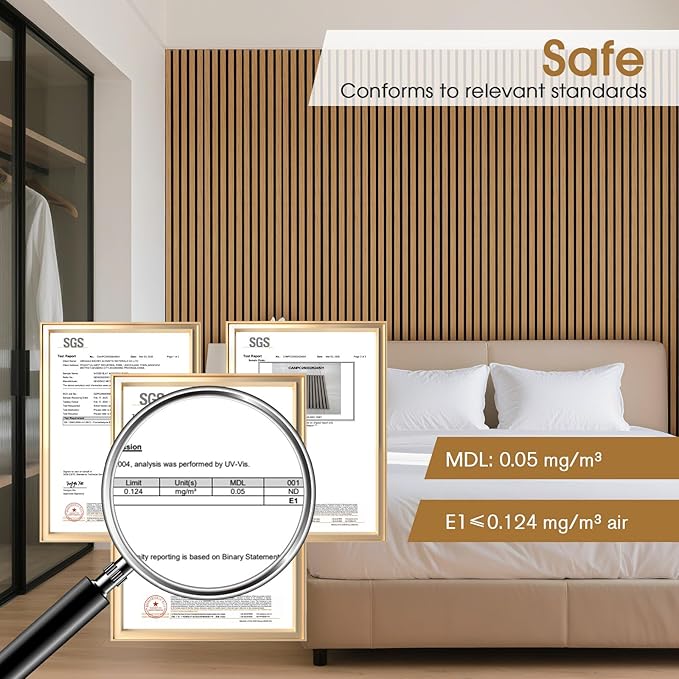 Acoustic Wood Slat Panels 2 Pack 47.6" x 23.6", Soundproof Wooden Wall Panels, 3D Fluted Panel for Interior Wall Decor, Living Room, Bedroom - Teak (Cover Approx. 16 sq.ft)