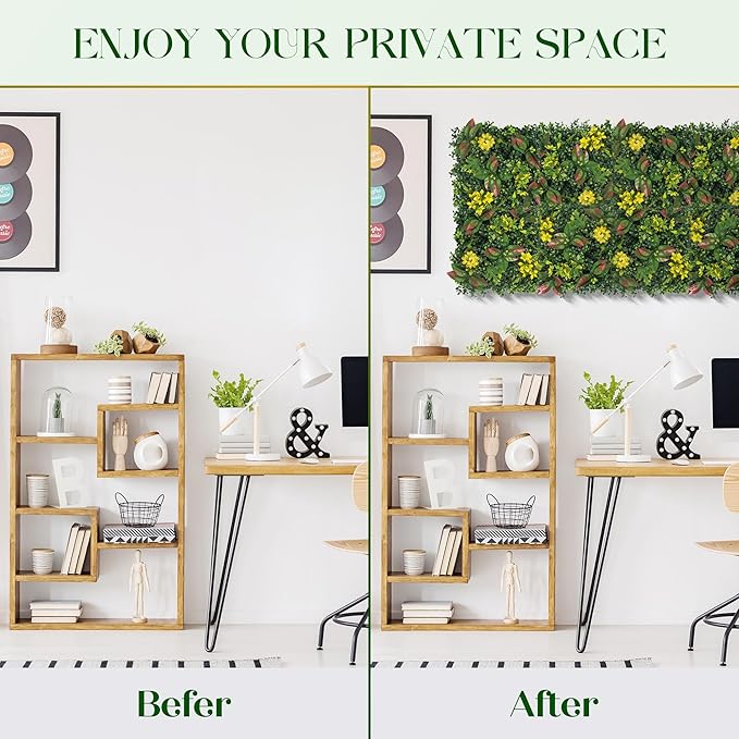 Artificial Grass Wall, 3D Grass Backdrop, Plant Backdrop with Zip Ties, Artificial Hedge Panels, Grass Wall Panels for Indoor & Outdoor Decoration, 10 * 10 Inch, 4 Pack