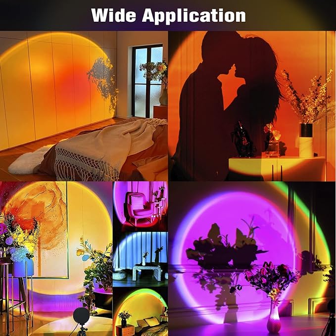 Balkwan Sunset Lamp Projection Rotation LED Romantic Modern Floor Stand Night Light with USB for Living Room Bedroom Aesthetic Decor Christmas Party Gifts Idea for Girls Women (16 Colors)