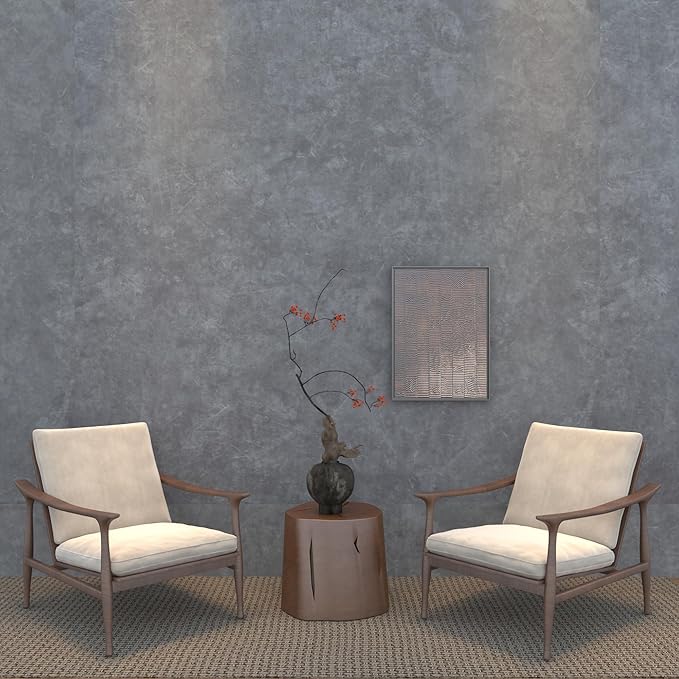 JSEVEM 31"×591" Air Guide Design Extra Wide Thick Light Grey Concrete Wallpaper Peel and Stick Waterproof Light Gray Concrete Contact Paper Vinyl Cement Stickers for Bedroom Bathroom Office Room Walls