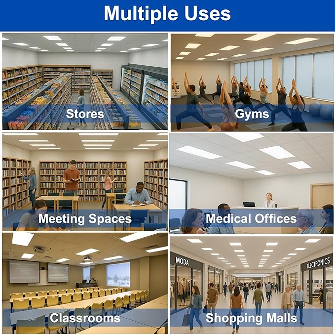 2×4 LED Flat Panel Light|Pack of 6|5 CCT Selectable|Dimmable|Flicker-Free|Energy-Efficient Ceiling Lighting