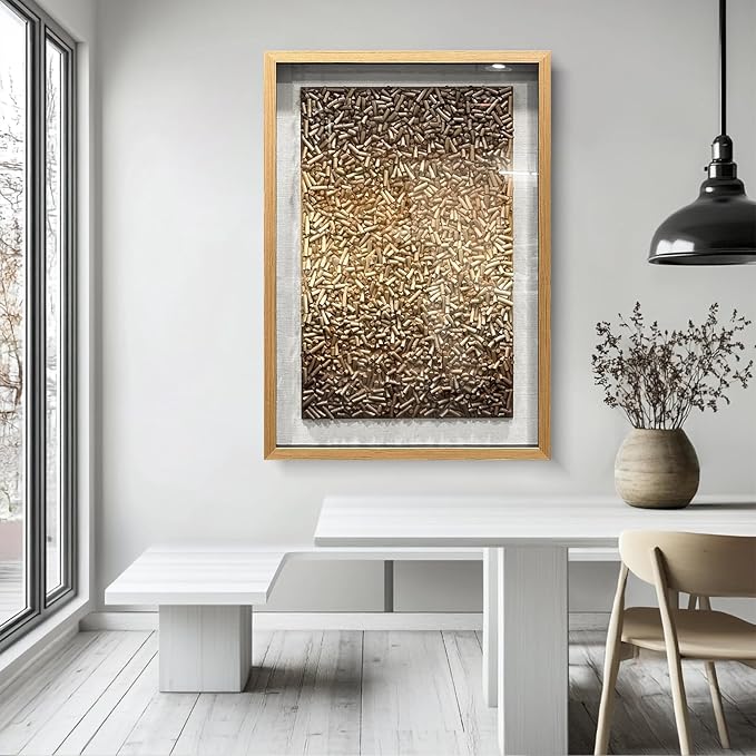 BrightA Creative Polymer Strip Collage And Superimposition Paintings With Natural Tones Add Artistic Layers To The Space 27.5"x39.4"