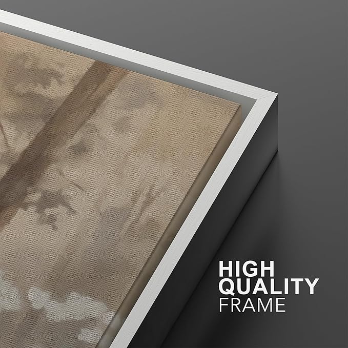 MUDECOR Framed Wall Art Print Set Neutral Forest Landscape Beige and Gray Watercolor Illustrations Realism Decorative for Living Room, Bedroom, Office - 16"x24"x3 White