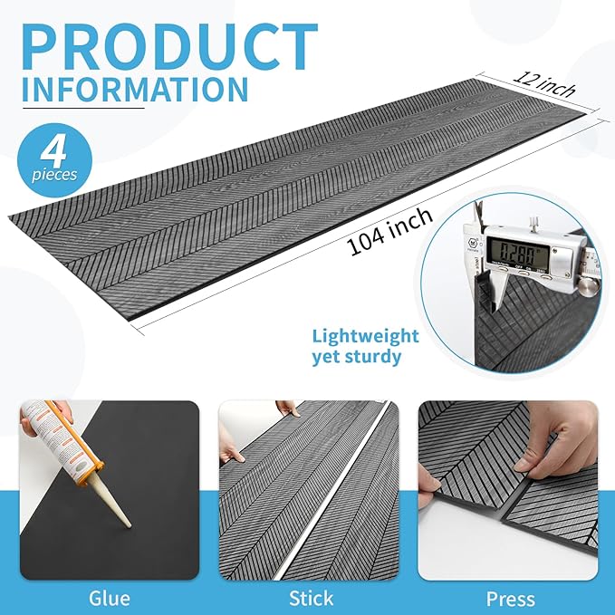 Art3d 4-Pack Glue-On Herringbone Wainscoting Panel for Interior Wall Decor - 104 x 12 Inch Polystyrene Ultralight Slim Slat Wall Panels for Living Room Bedroom, Weathered Teak