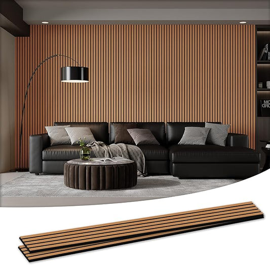 2 Pack 105.9" x 20.5" x 0.8" Acoustic Wall Panels Sound Absorbing, Wood Slat Wall Panels for Wall Decor, Soundproof Wood Wall Panels, Brown