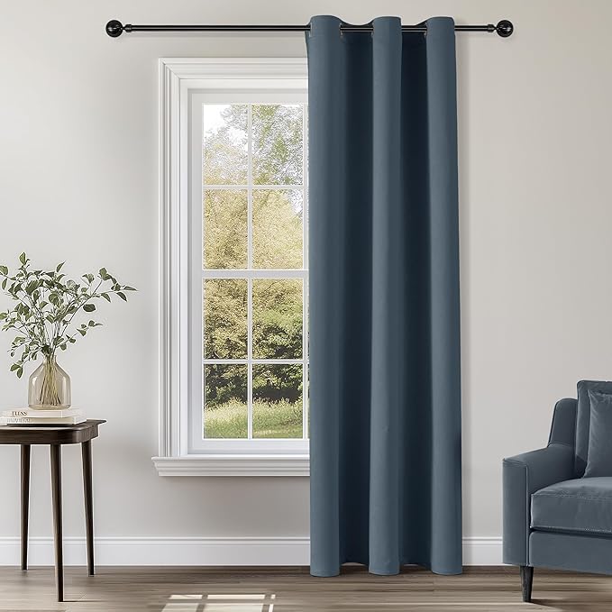 ChrisDowa Grommet Blackout Curtains for Bedroom - Thermal Insulated Room Darkening Curtains for Living Room (1 Panel Set, Stone Blue, 42W x 84L)