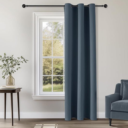 ChrisDowa Blackout Curtains 78 inches Long for Bedroom - Grommet Thermal Insulated Room Darkening Curtains for Living Room (1 Panel, Stone Blue, 42 x 78 Inch)