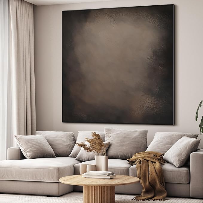 60"x60" XL Framed Wall Art - Dark Rustic Grunge Abstract Industrial (Frame Assembly Required)