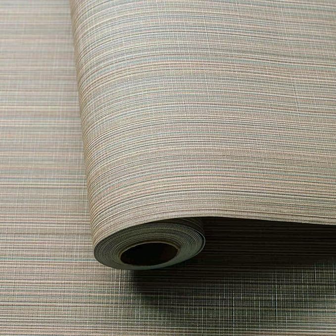 20.8" x 196.8" Peel and Stick Wallpaper Grasscloth, Thick Brown Textured Wall Paper Neutral Waterproof Self Adhesive Removable Wallpaper Mural for Home Decor Bedroom Kitchen Cabinet