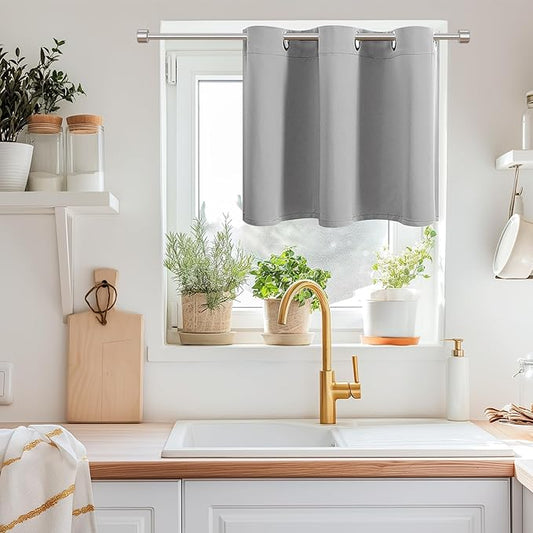 ChrisDowa Blackout Curtains 36 Inches Long for Living Room, Grommet Thermal Insulated Room Darkening Curtains for Bedroom (1 Panel Set, Light Grey, 42W x 36L)