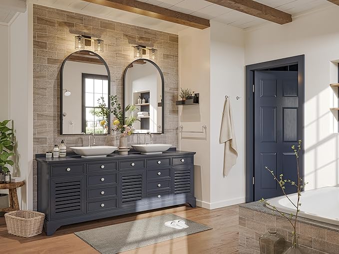 Brightify Arched Mirror, Arched Wall Mirror, 24 x 40 Inch Black Arch Mirror, Metal Frame Black Bathroom Mirror, Arched Top Bathroom Vanity Mirror for Living Room Bedroom Mantel Entryway Hallways