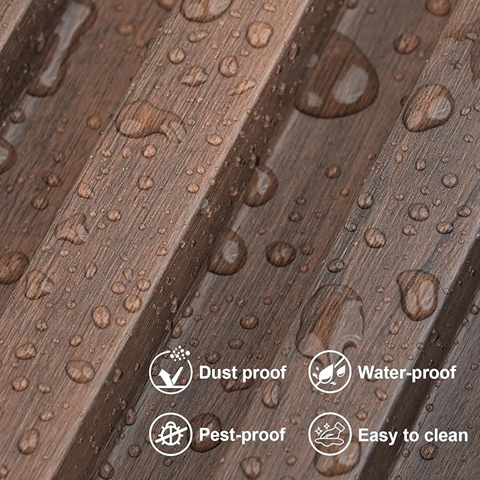 8-Pack WPC Slat Wall Panels, 96 x 6.6 in Decorative Acoustic Slats 3D Wall Panels, Water-Proof and Easy Installation,Walnut