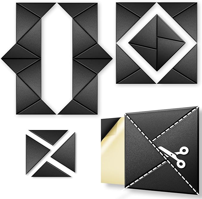 24-Pack Self-Adhesive Acoustic Panels – High-Density Soundproof Foam 12" x 12" x 0.4" for Studio, Office & Home – Sleek Black Design, Sound Panels High Density, Soundproof Wall Panels