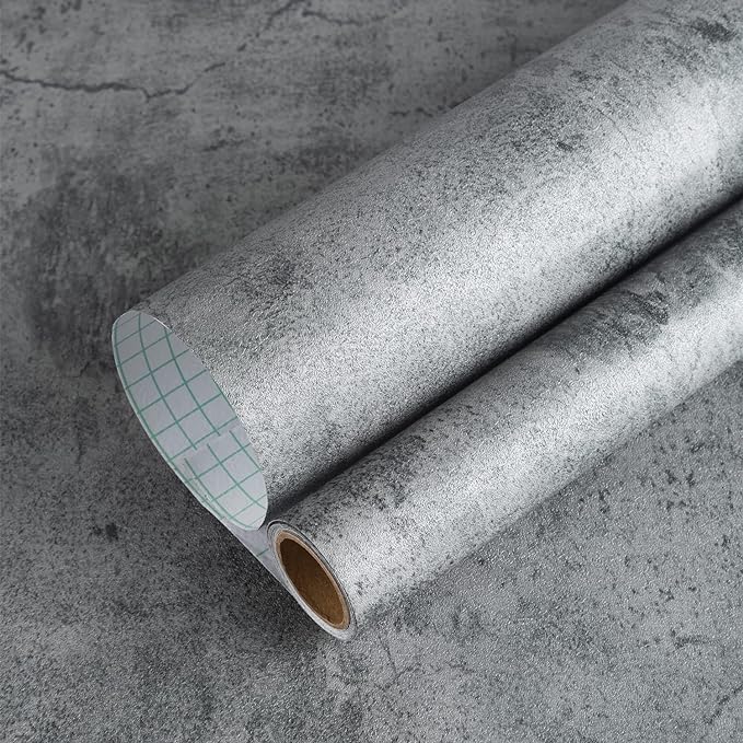 BAYYA Concrete Wallpaper Countertops Contact Paper Cement Grey Wallpaper Peel and Stick 15.75" x 196.85" 3D Rustic Industrial Style Waterproof Removable Self Adhesive Vinyl Film for Bathroom Kitchen