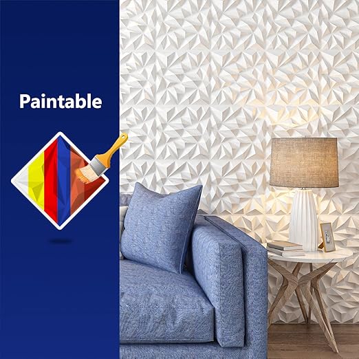 Art3dwallpanels 33 Pack 3D Wall Panel for Interior Wall Décor, PVC Textured Wall Panels, Modern 3D Wallpaper, White